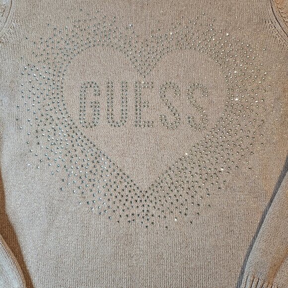 Guess Women's Long Sleeve Rhinestone Knit Sweater - Size 14 - Picture 5 of 7